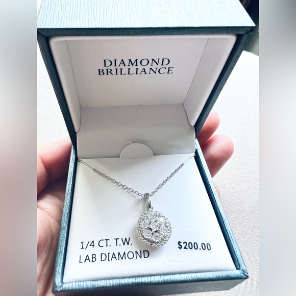 Diamond Brilliance Sterling Silver 1/4 Carat T.W. Lab--Created Diamond Necklace - Picture 1 of 2